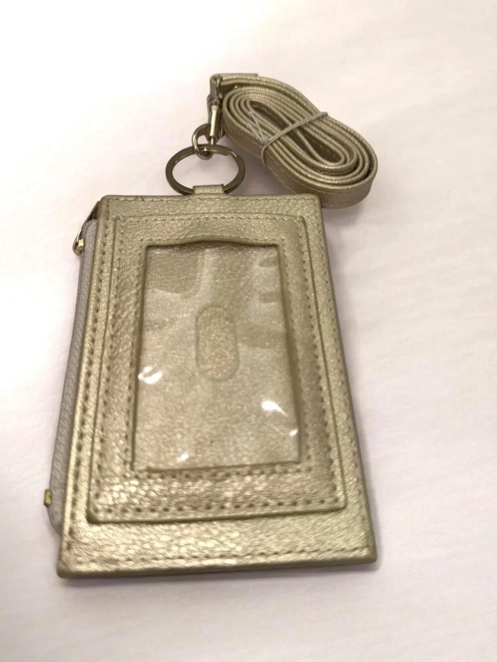 Metallic Gold Card Holder Wallet With Detachable Strap & Keyring ID Window